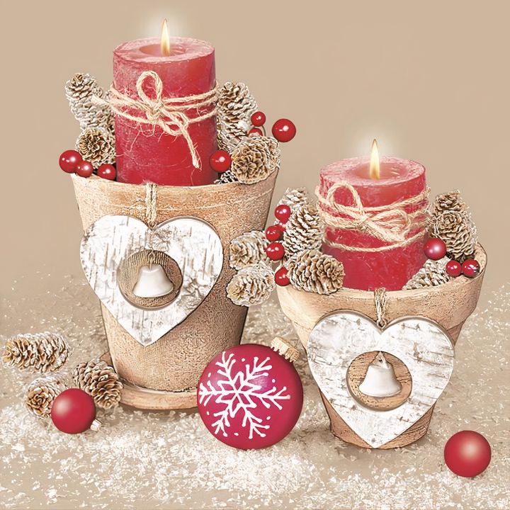 Tovaglioli per decoupage Incanto natalizio delle candele - 1 pz