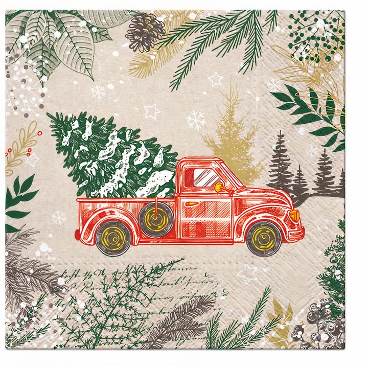 Tovaglioli ECO per decoupage Auto natalizia vintage - 1 pz