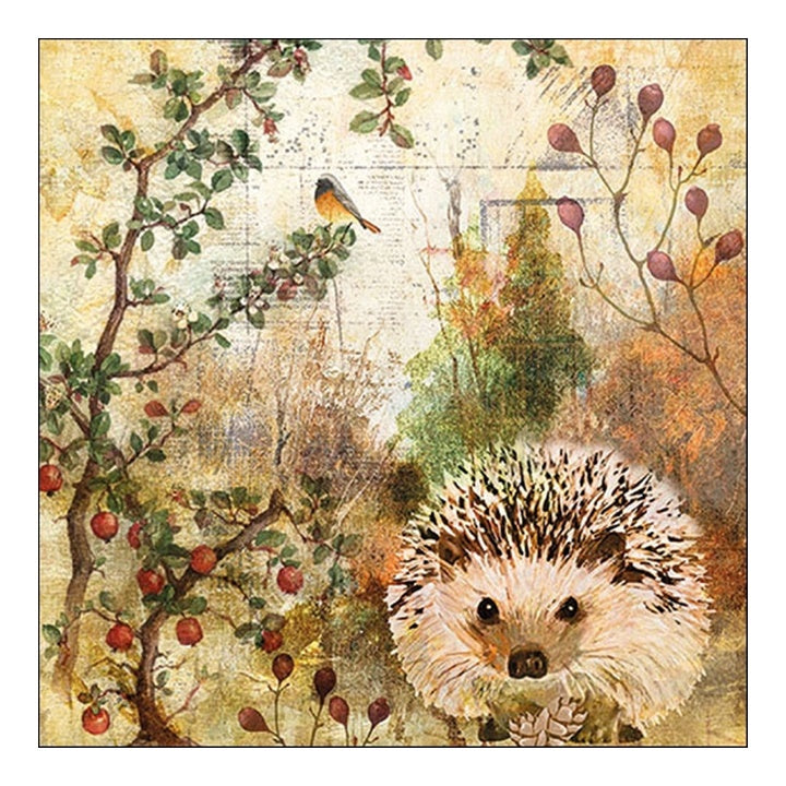 Tovaglioli eco per decoupage Autumn Hedgehog - 1 pezzo