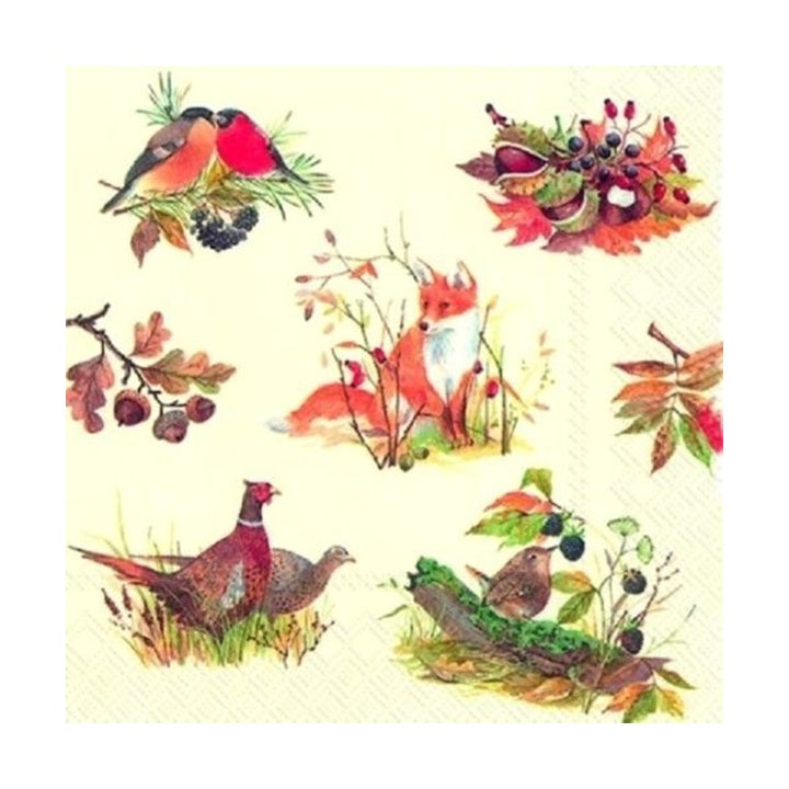 Tovaglioli eco per decoupage Autumn Wildlife - 1 pezzo