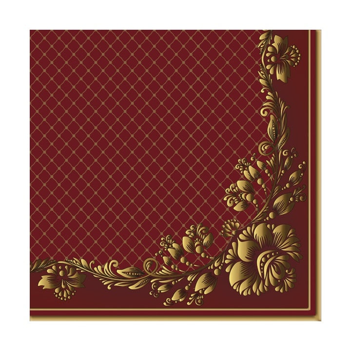 Tovaglioli eco per decoupage Gold Frame e Net on Crimson - 1 pezzo