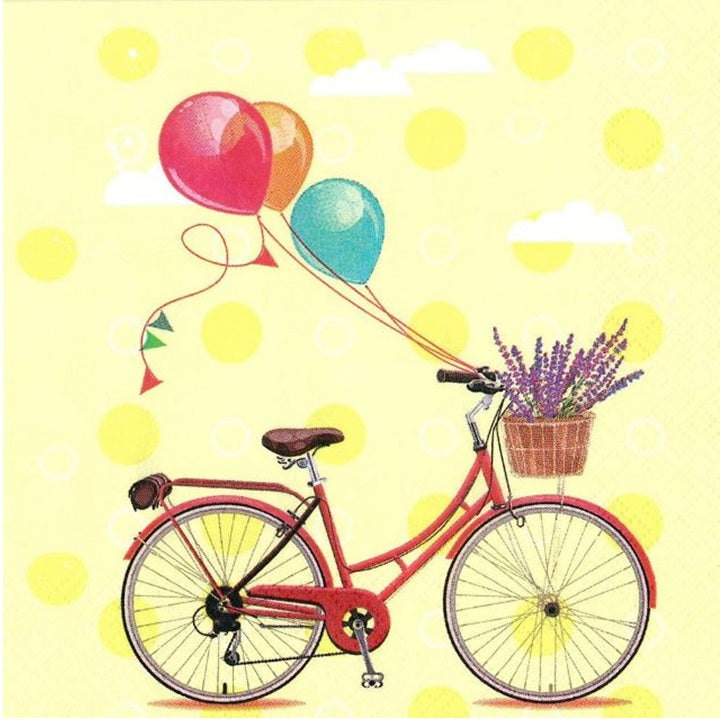 Tovaglioli per decoupage Bicicletta con palloncini - 1 pezzo