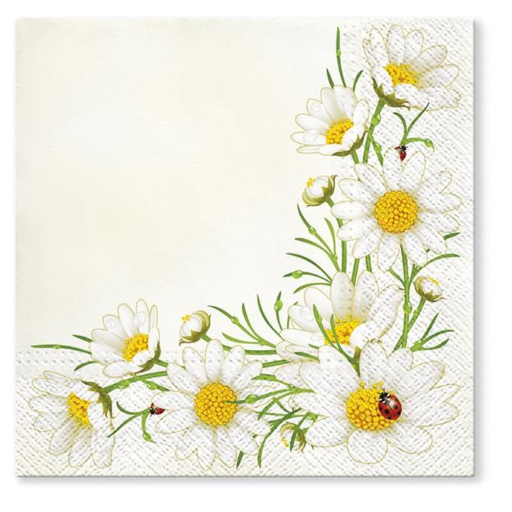 Tovaglioli per decoupage coccinella su margherita - 1 pezzo