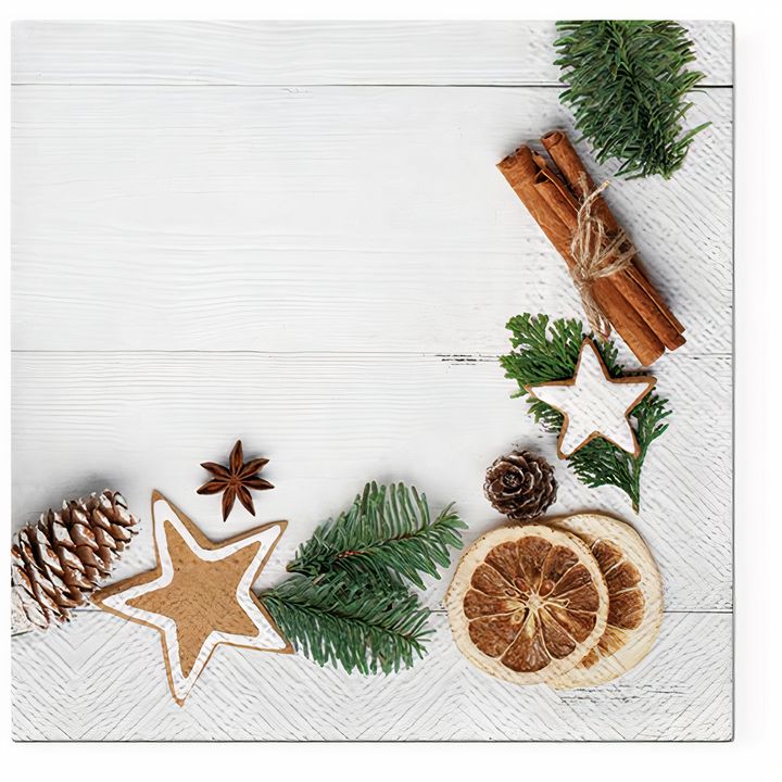 Tovaglioli per decoupage Cornice natalizia naturale - 1 pz