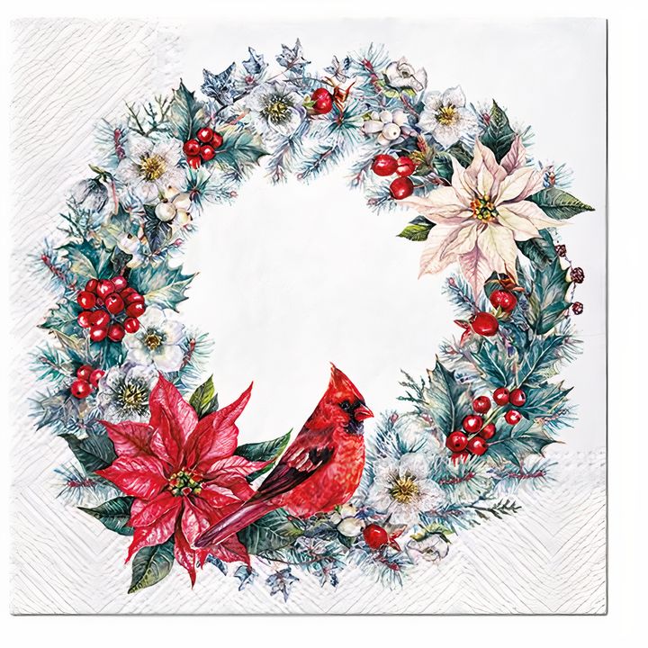 Tovaglioli per decoupage Corona dell'Avvento innevata - 1 pz