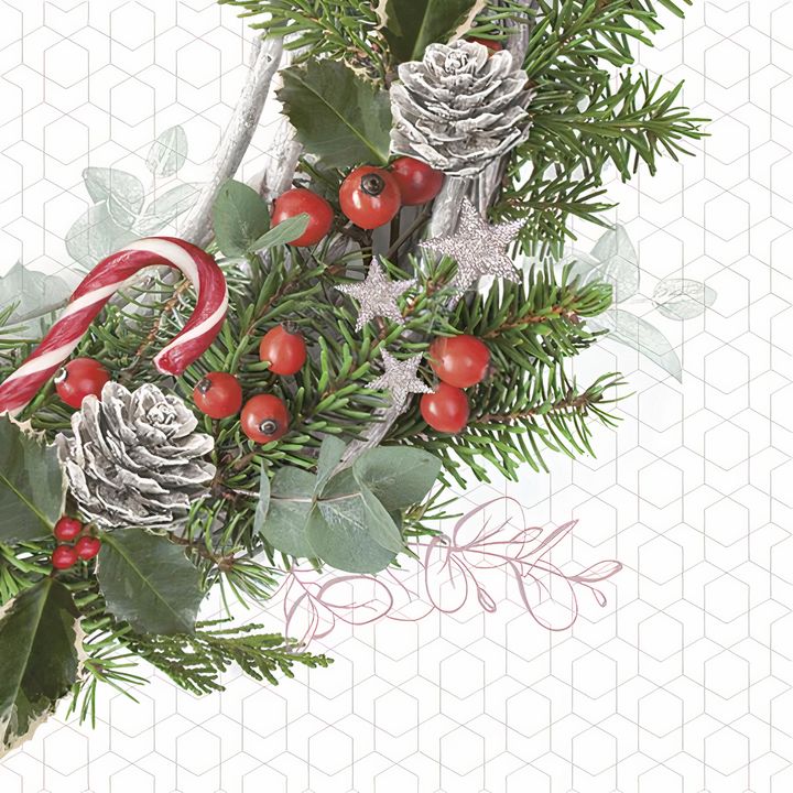 Tovaglioli per decoupage Corona dell'Avvento con pigne - 1 pz