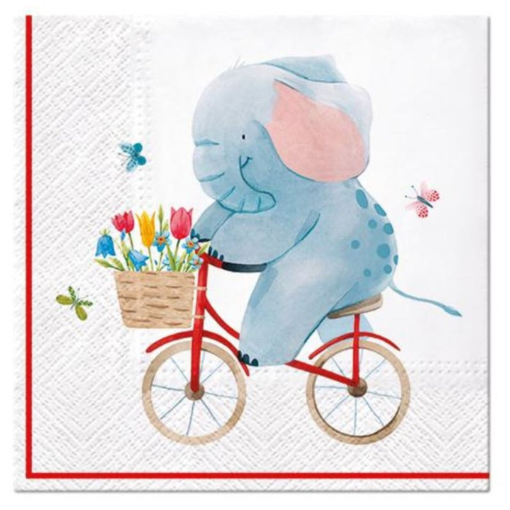 Tovaglioli per decoupage Elefante in bicicletta - 1 pz