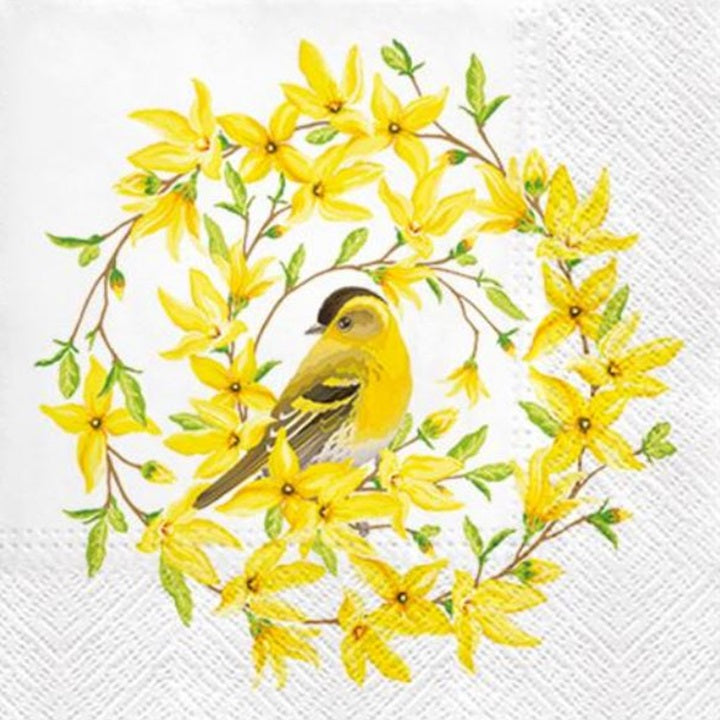 Tovaglioli per decoupage Forsythia & Bird - 1 pezzo