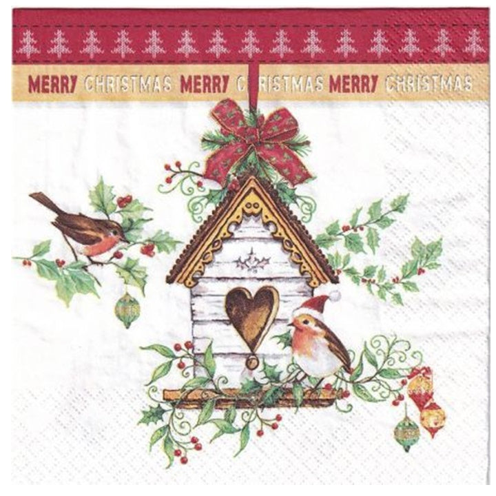 Tovaglioli per DECOUPAGE Xmas Bird House - 1 pezzo