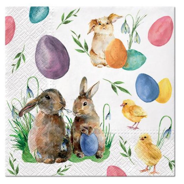 Tovaglioli per il decoupage Bunnies with Chicken - 1 pz