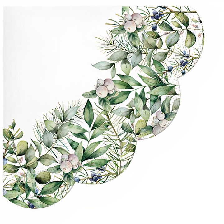 Tovaglioli rotondi per decoupage Verde invernale - 1 pz