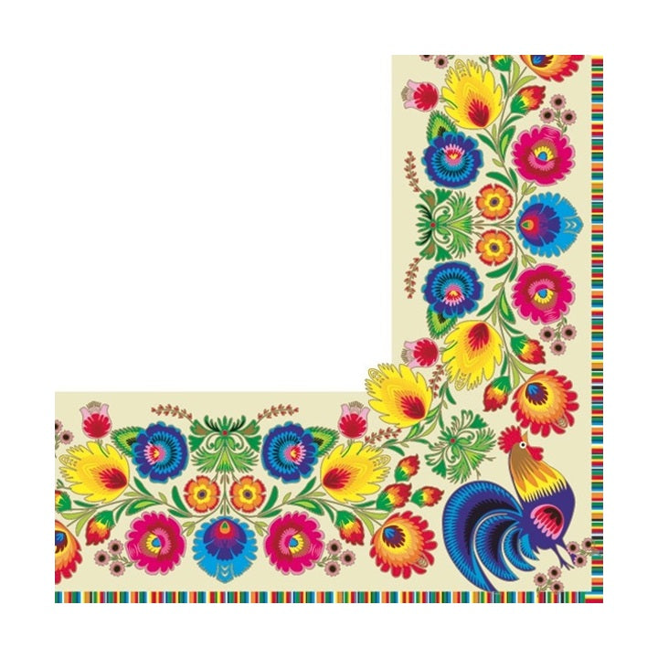 Tovagliolo per decoupage - Folk White & Cream - 1 pezzo