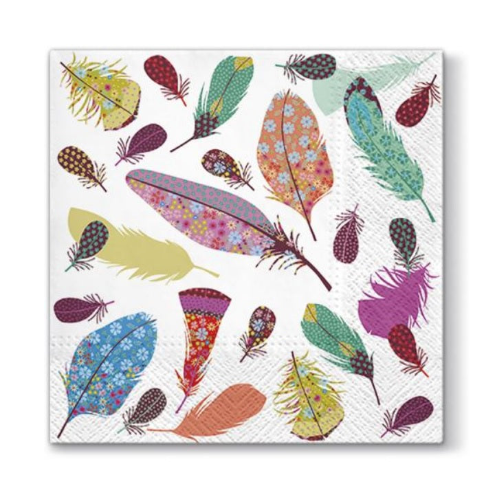 Tovagliolo per decoupage - Piume colorate - 1 pz