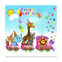 Tovagliolo per decoupage - Treno di compleanno - 1 pz