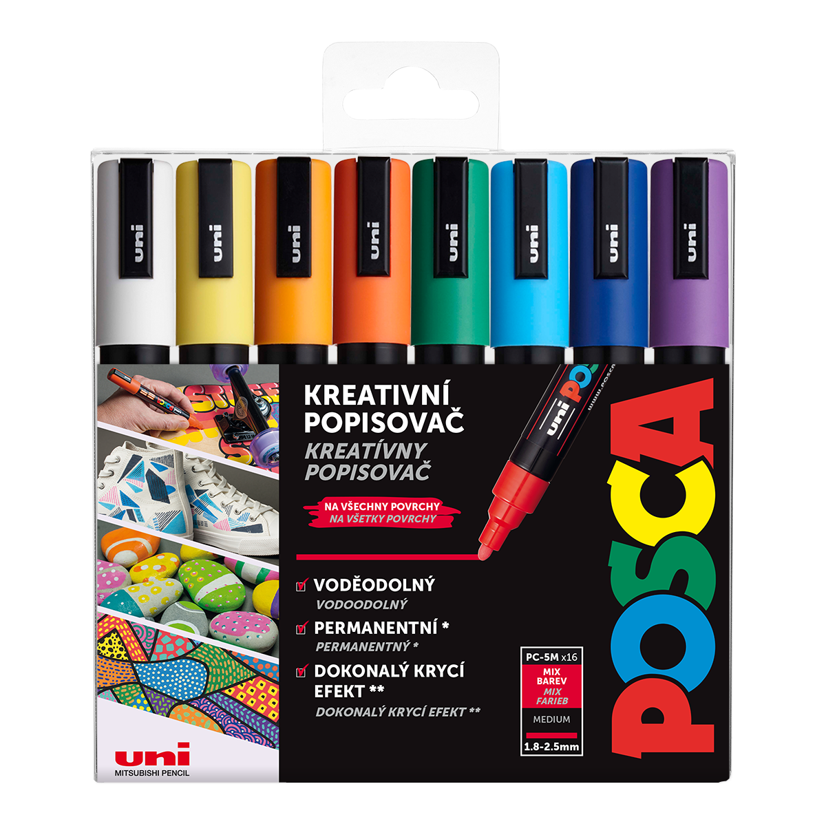 Posca set di pennarelli PC-5M, 1,8 – 2,5 mm, colori assortiti (16 pz.)