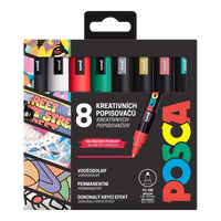 Posca set di pennarelli PC-5M CHRISTMAS, 1,8 - 2,5 mm, colori natalizi - 8 pz