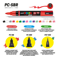 Posca set di pennarelli PC-5BR, 1 – 4 mm, colori primari – 8 pz