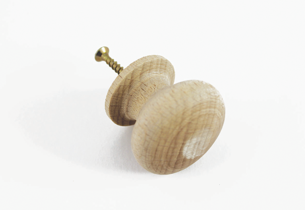 Wooden knob, convex-flat pcs/pack – diam. 35, - 6