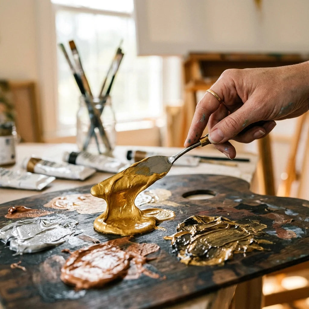 Prelevare la vernice metallica con la spatola