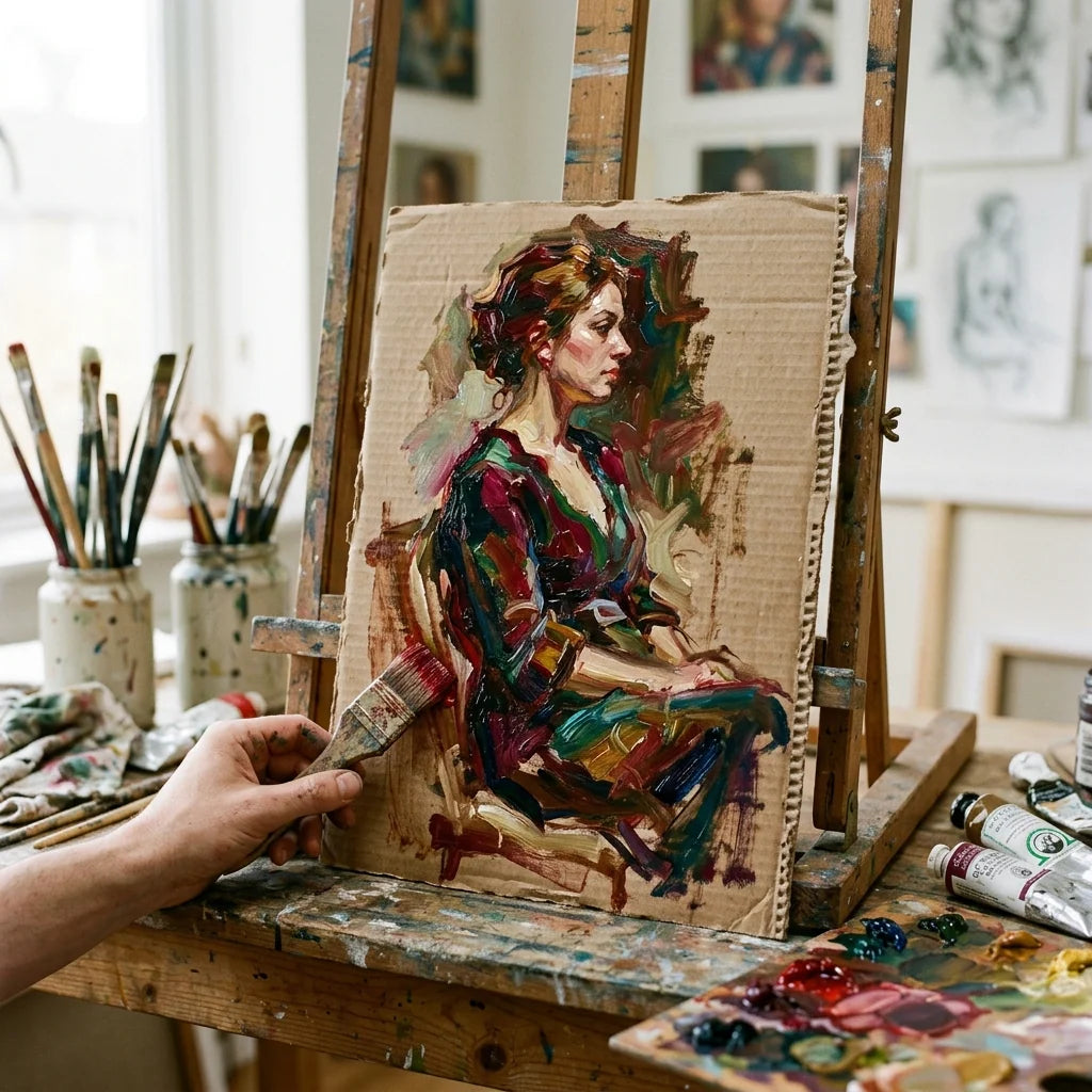 Studio a olio su cartone telato