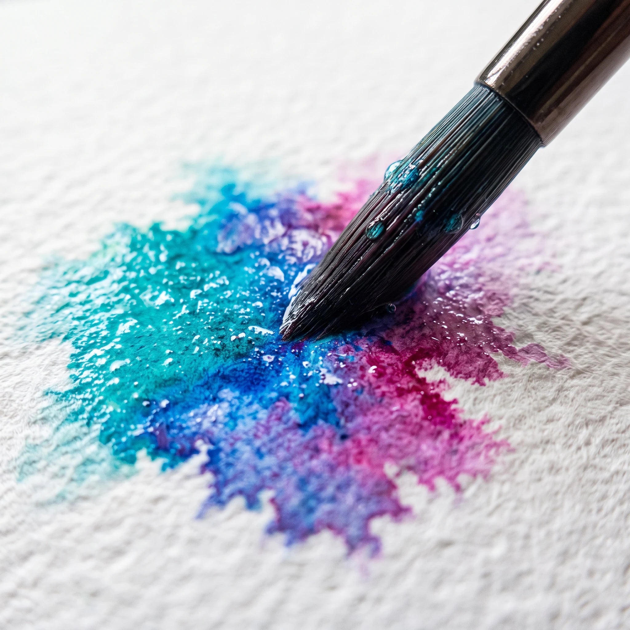 Applicazione di colore ad acquerello su carta per acquerello — macro