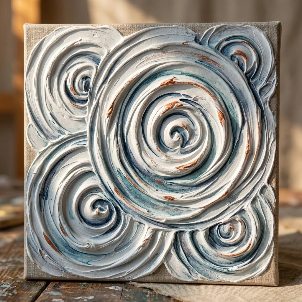 Strutture astratte con pasta Butter — forme a spirale su tela