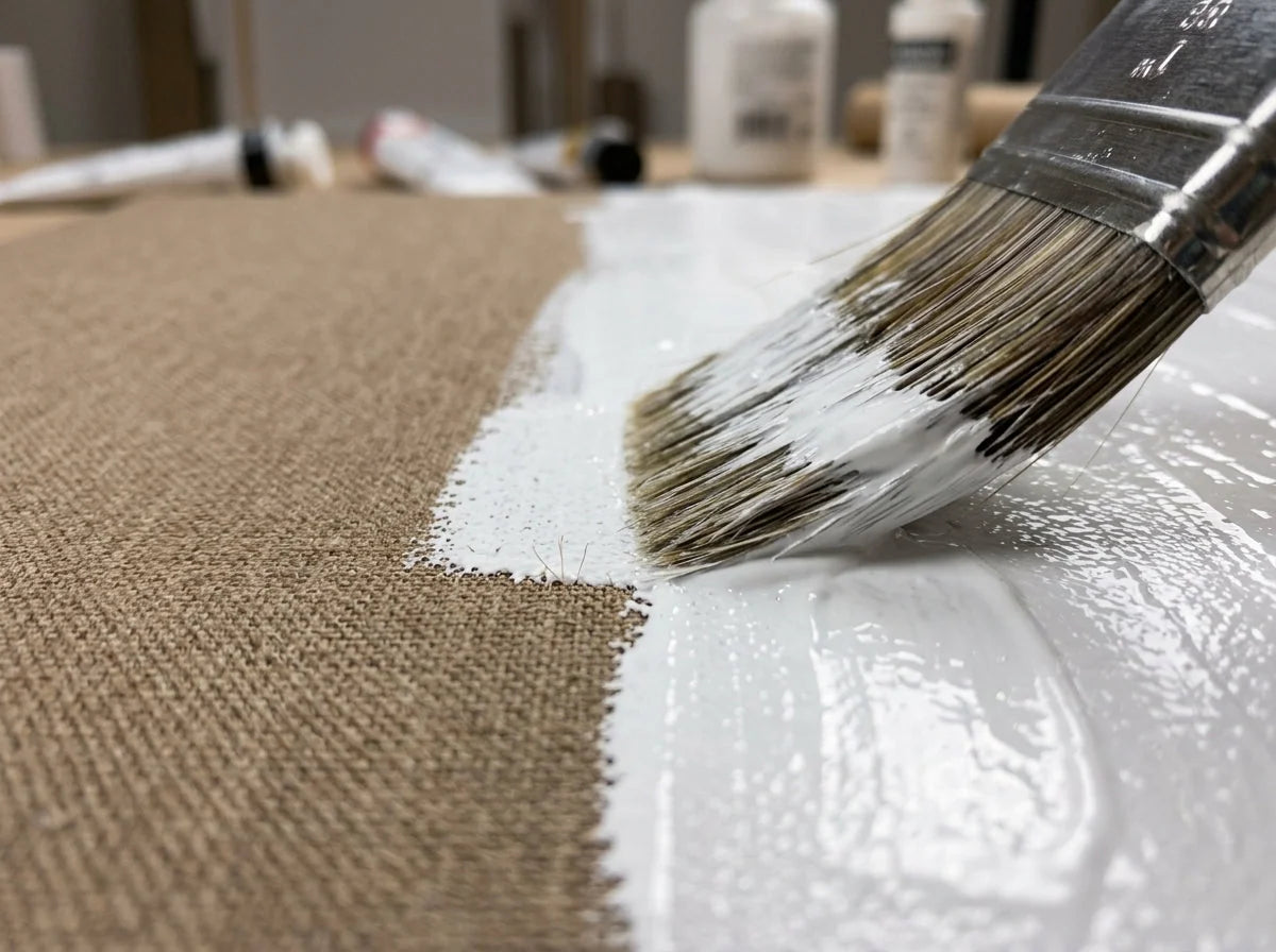 Preparazione della tela &mdash; applicazione del gesso bianco