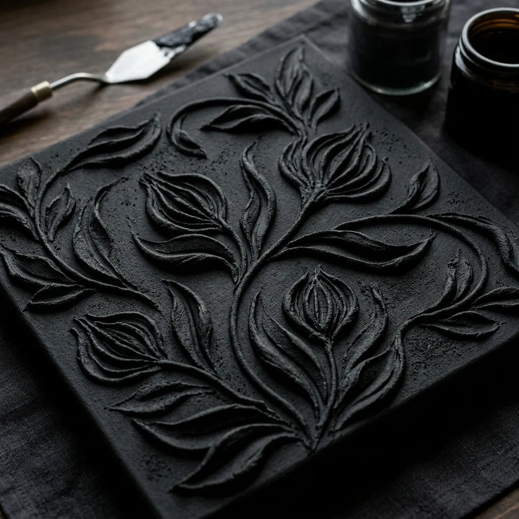 Rilievo nero scolpito con pasta Midnight