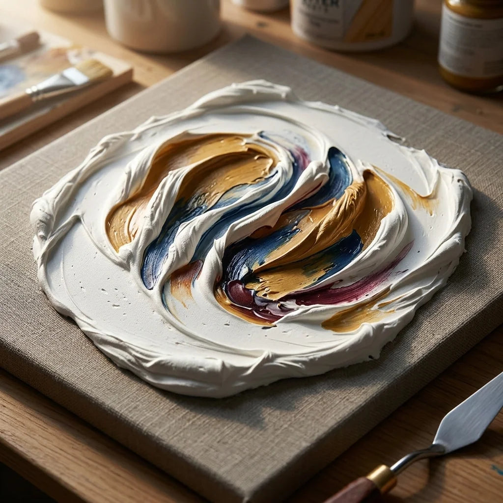 Texture impasto con pasta per modellazione a rilievo 3D ARTMIE Butter — spatola su tela