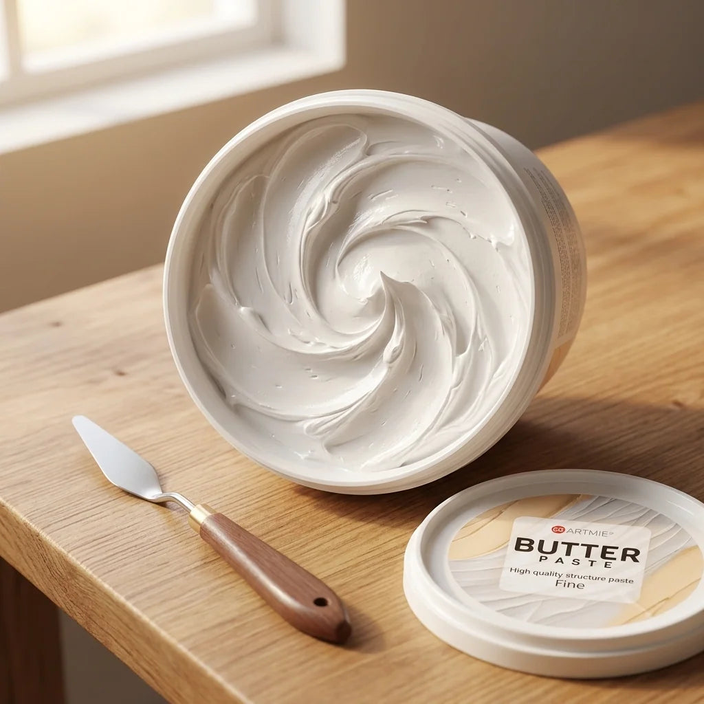 Confezione aperta di ARTMIE Butter Paste — struttura della pasta visibile all'interno