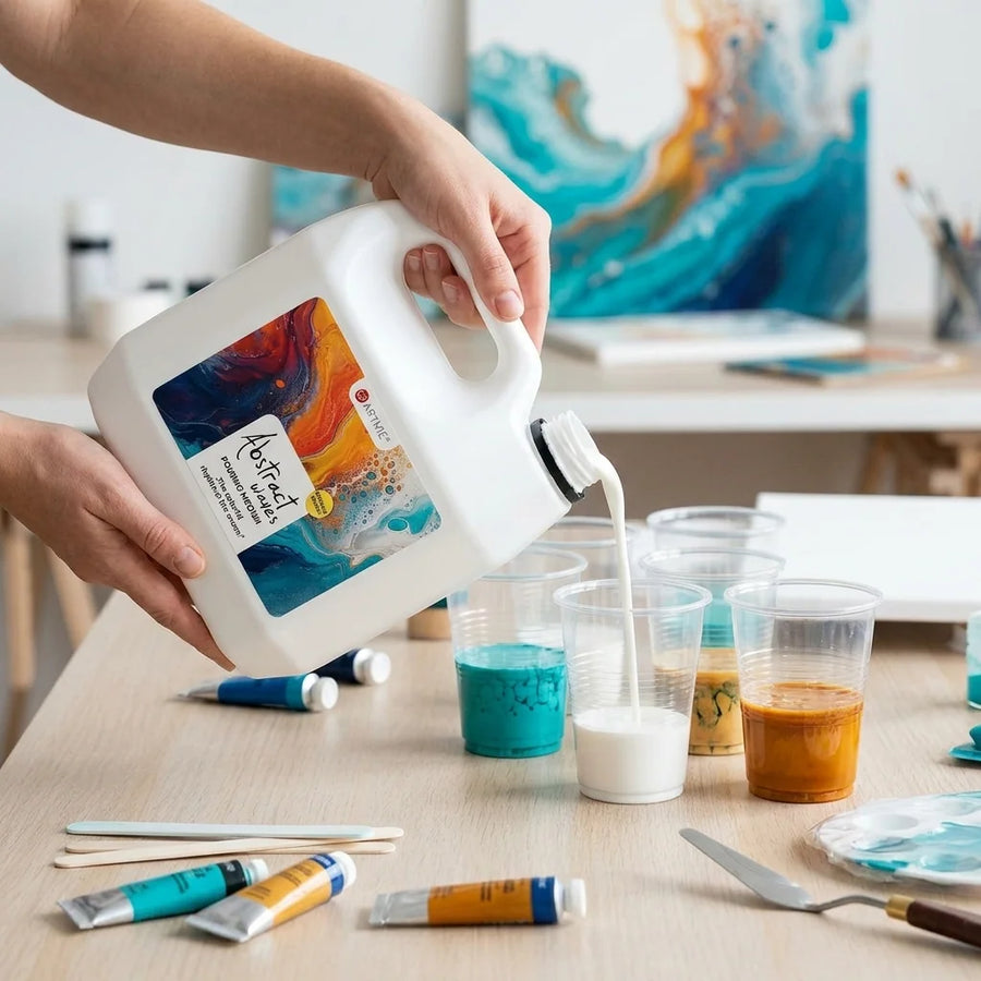Travaso del Pouring Medium dalla tanica ai bicchieri