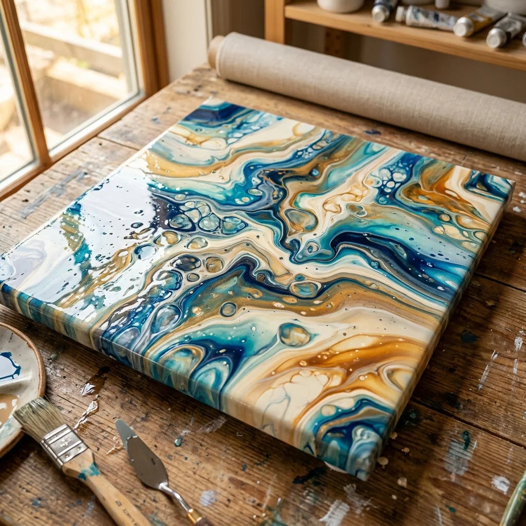 Passaggi morbidi di colore nella tecnica del pouring